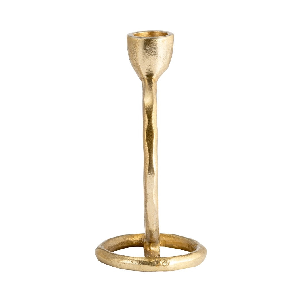 Gold Metal Round Ring Taper Candle Holder | 6"