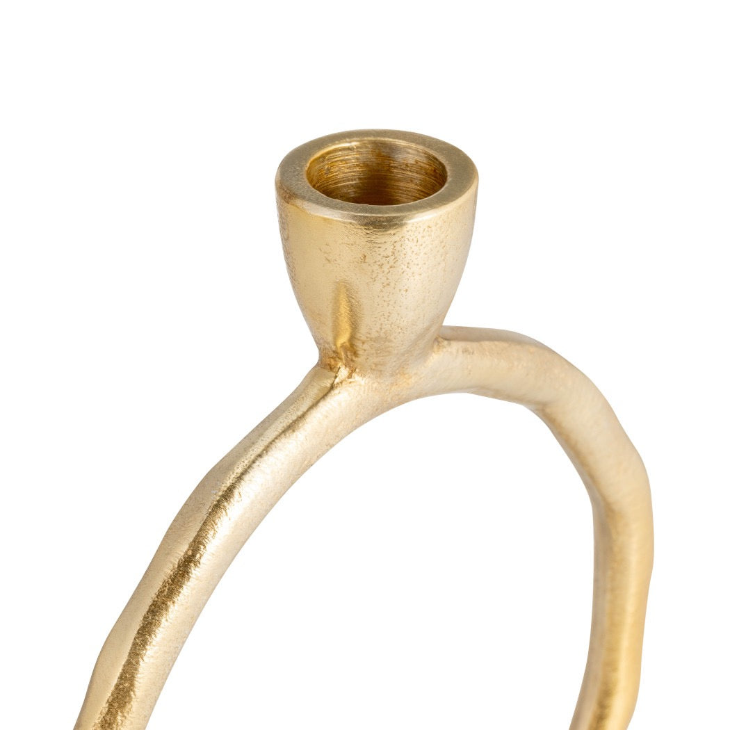 Gold Metal Round Ring Taper Candle Holder | 6"