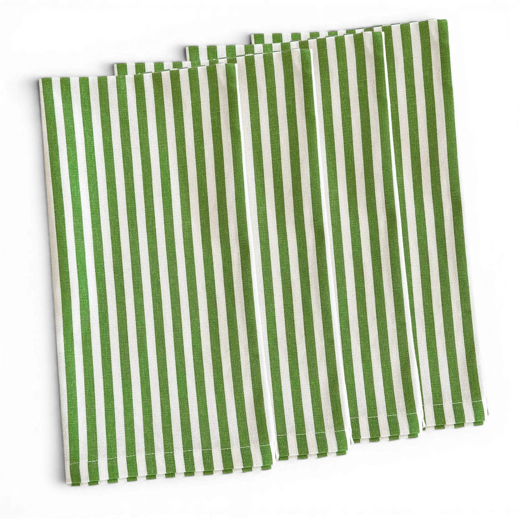Pinstripe Verde Dinner Napkins | Set of 4