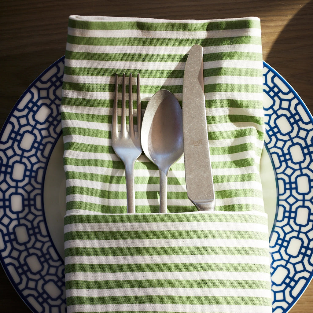 Pinstripe Verde Dinner Napkins | Set of 4