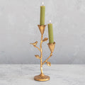 Hand-Forged Cast Iron Candelabra w/ Flowers & Bird