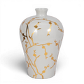 White Ceramic Chinoiserie Floral Vase | 15"