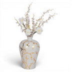 White Ceramic Chinoiserie Floral Vase | 15"