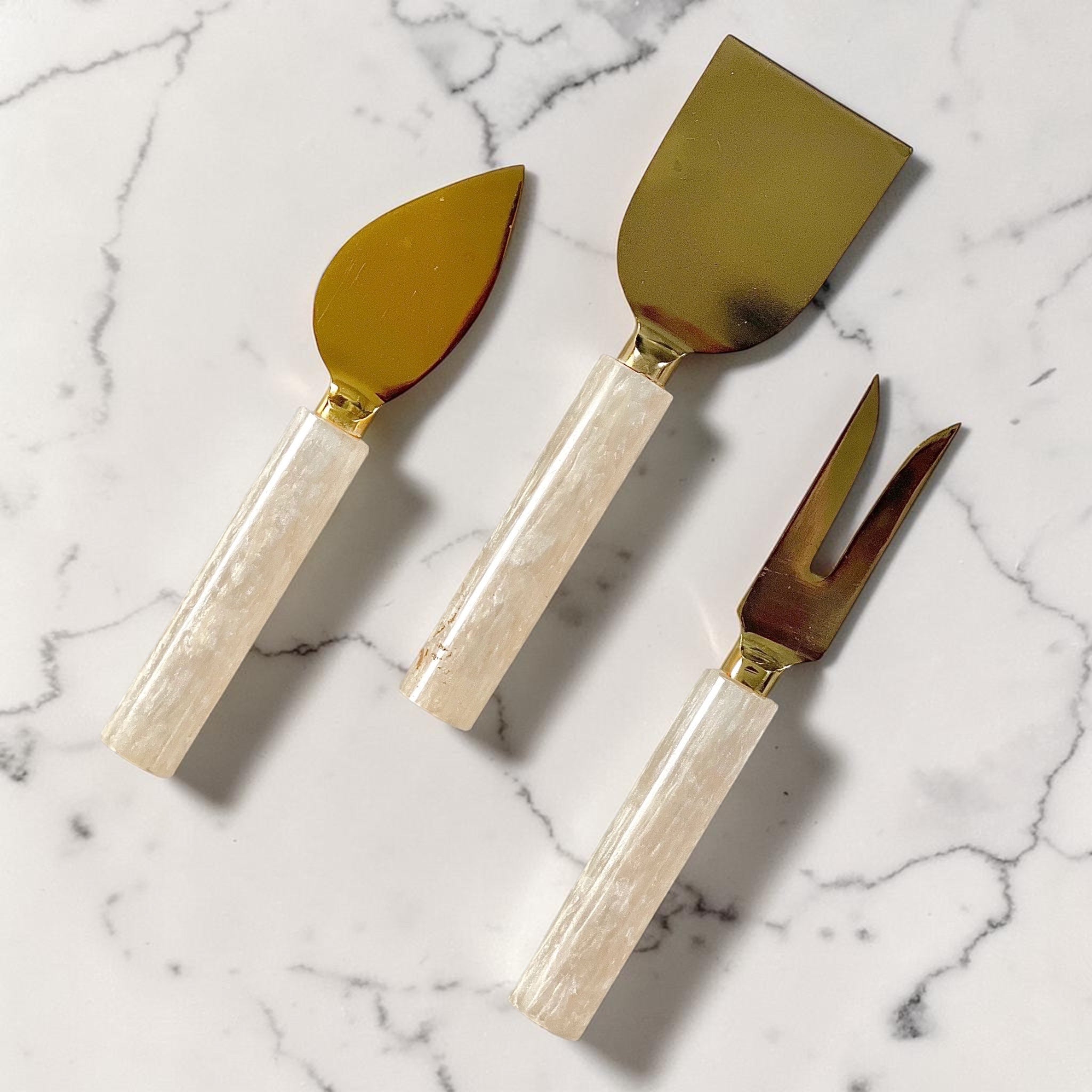 Ivory Resin & Steel Cheese Tools