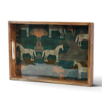 Moon Horse Resin & Mango Wood Decorative Tray | Choice of Size