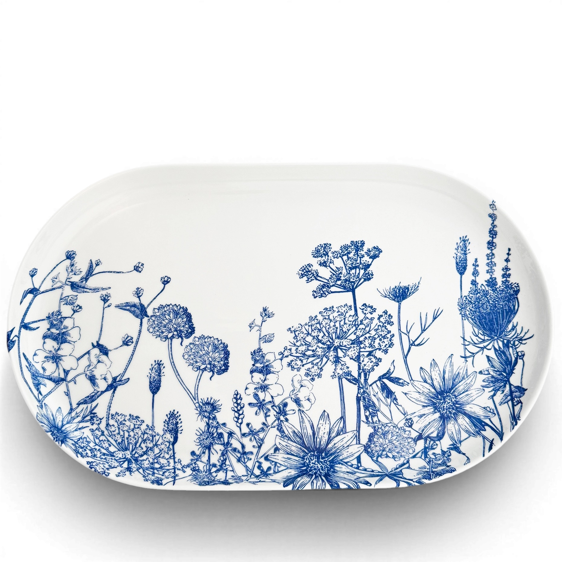 Summer Blues Large Oval Platter | 16"L x 9"W