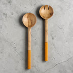 Swirling Resin & Acacia Wood Salad Server Set