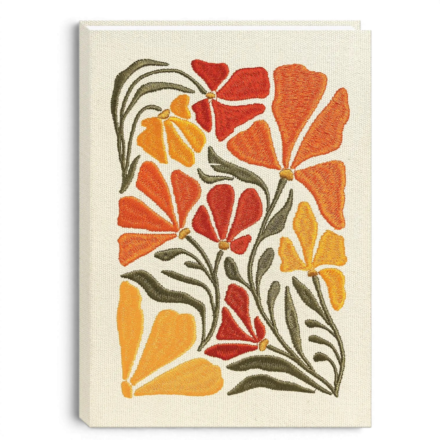 Flower Market Poppy Fabric Embroidered Journal