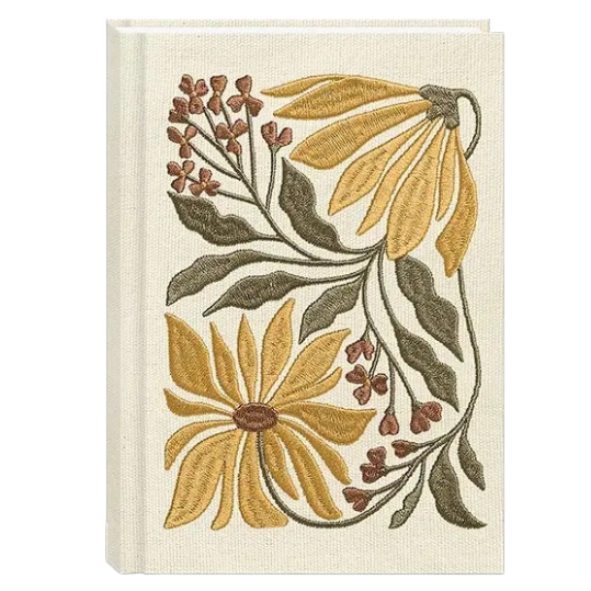 Flower Market Sunflower Fabric Embroidered Journal