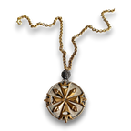 Antique French Brass Compass Rose Medallion Necklace — Gold & Oxidized Silver | 18"