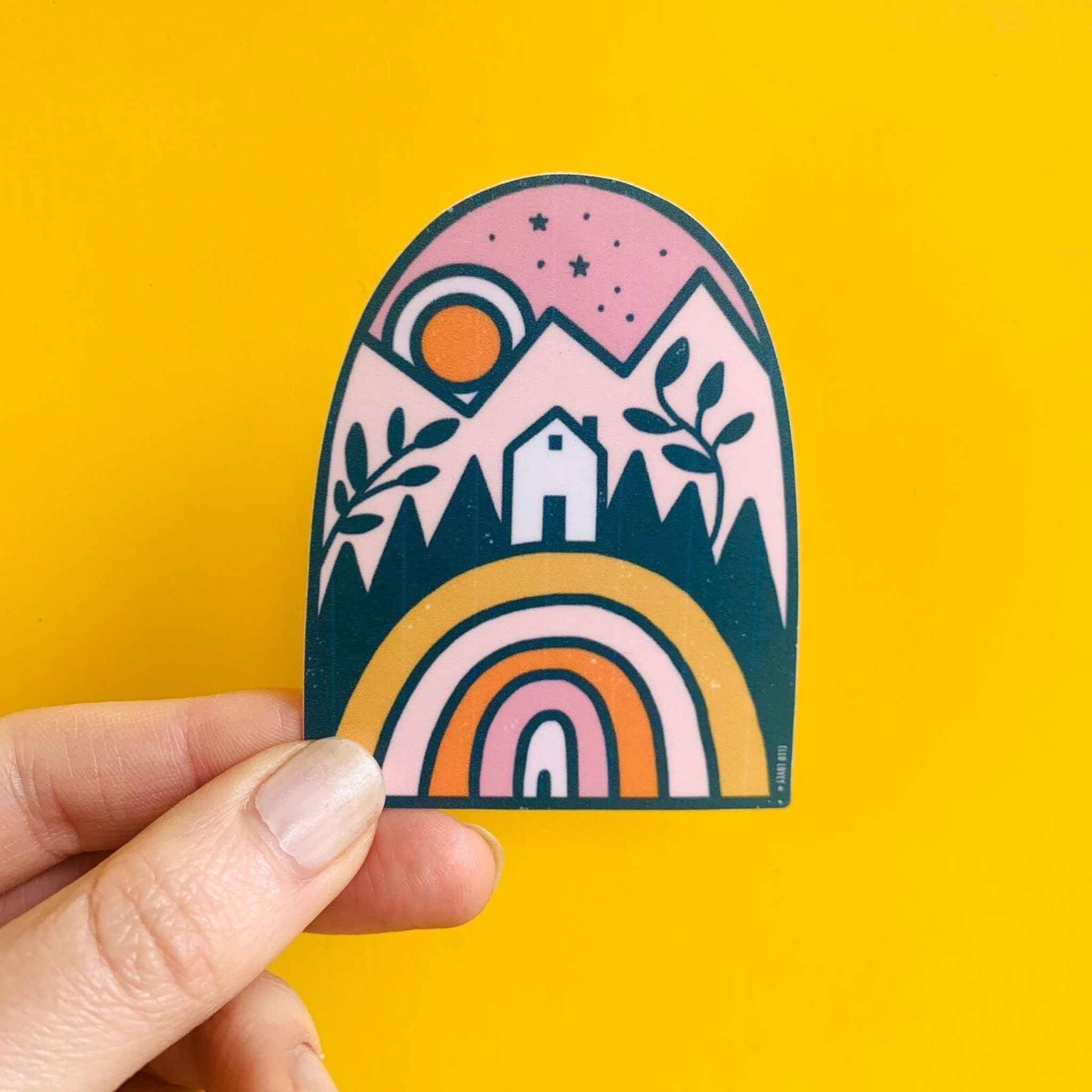 "Rainbow Home in the Mountains" Vinyl Sticker