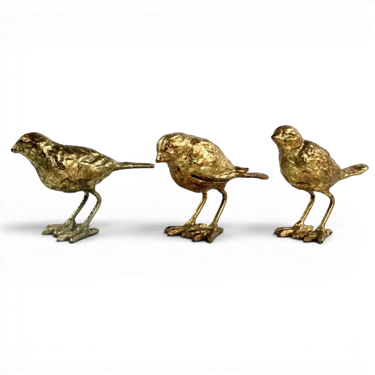 Cast Iron Gold Leaf Birds | Set of 3