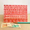 "Thank You" Terra Cotta Folk Pattern Stationary Set