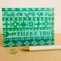 "Thank You" Green & Blue Terra Folk Pattern Stationary Set