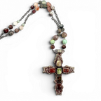 Jasper Reliquary Cross Necklace | Lannie Cunningham | 39"