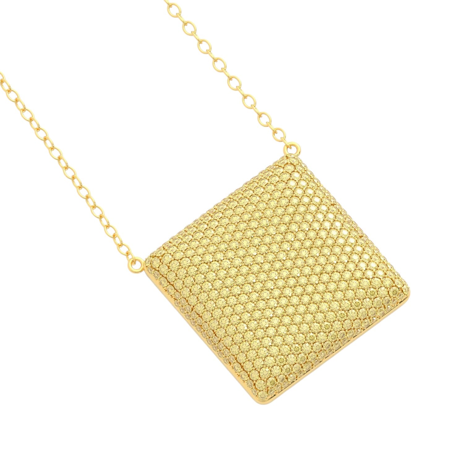 Extra Large Yellow Cube Pendant Necklace