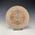 Raw Stoneware Plate | Hand-Painted Mandala Design