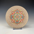 Raw Stoneware Plate | Hand-Painted Mandala Design