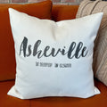 Asheville Script Lat Long Throw Pillow