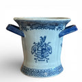 Heraldic Blue & White Antique Cachepot
