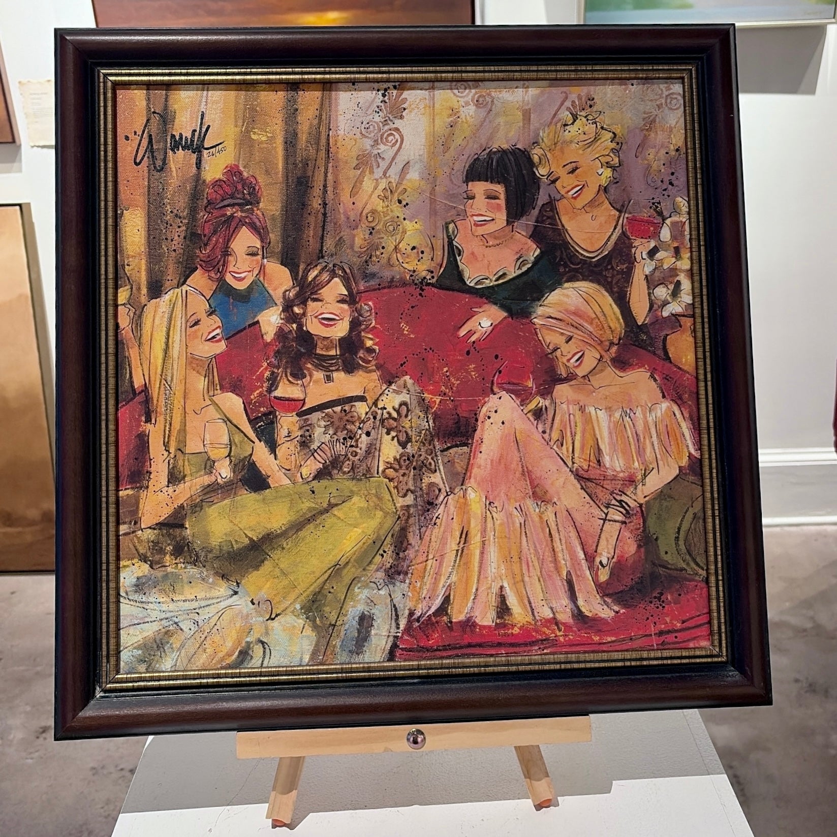 "Women & Wine" Limited Edition 18" x 18" Framed Print on Canvas