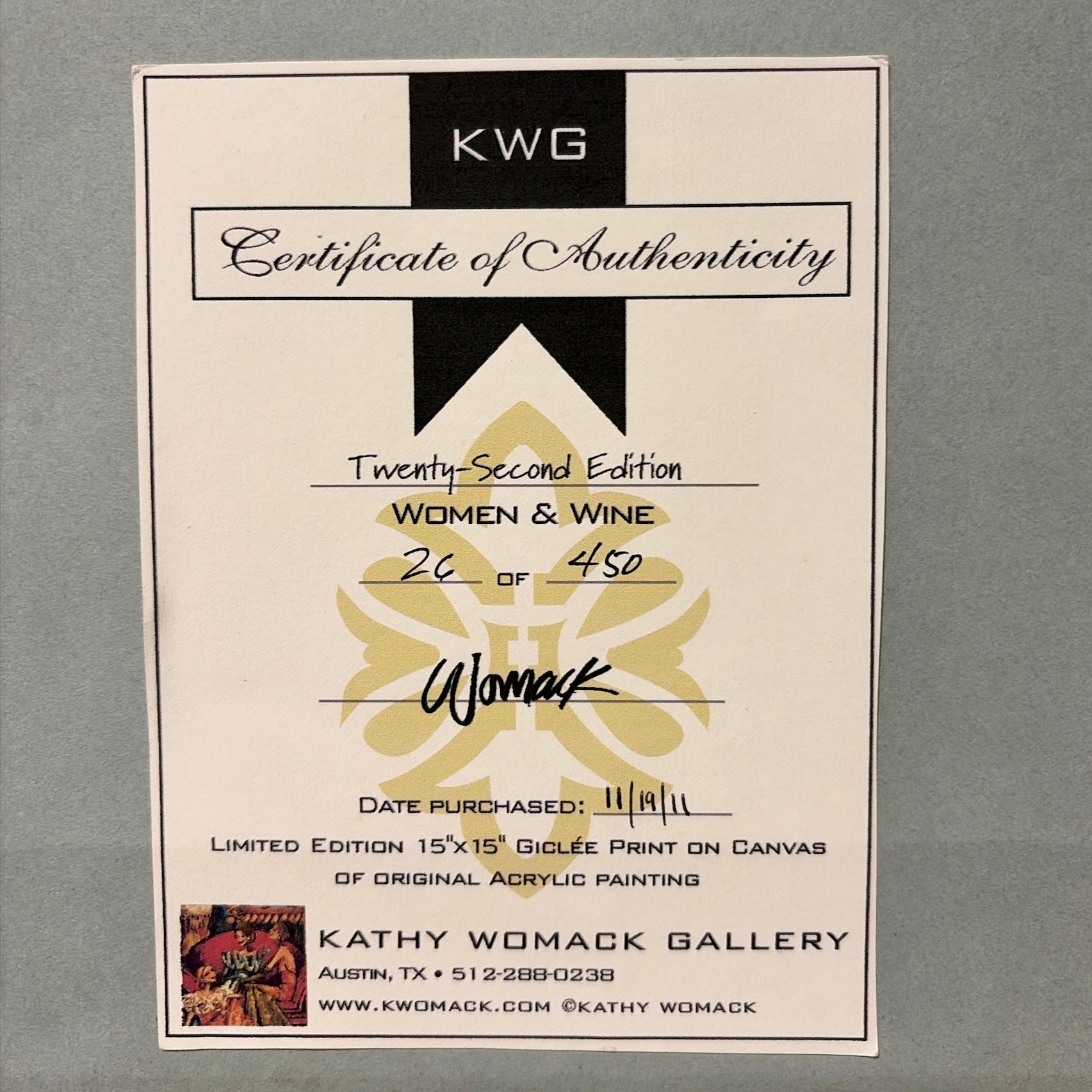 "Women & Wine" Limited Edition 18" x 18" Framed Print on Canvas