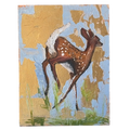"Bum in the Sun" Deer Oil Painting w/ Gold & Copper Leaf