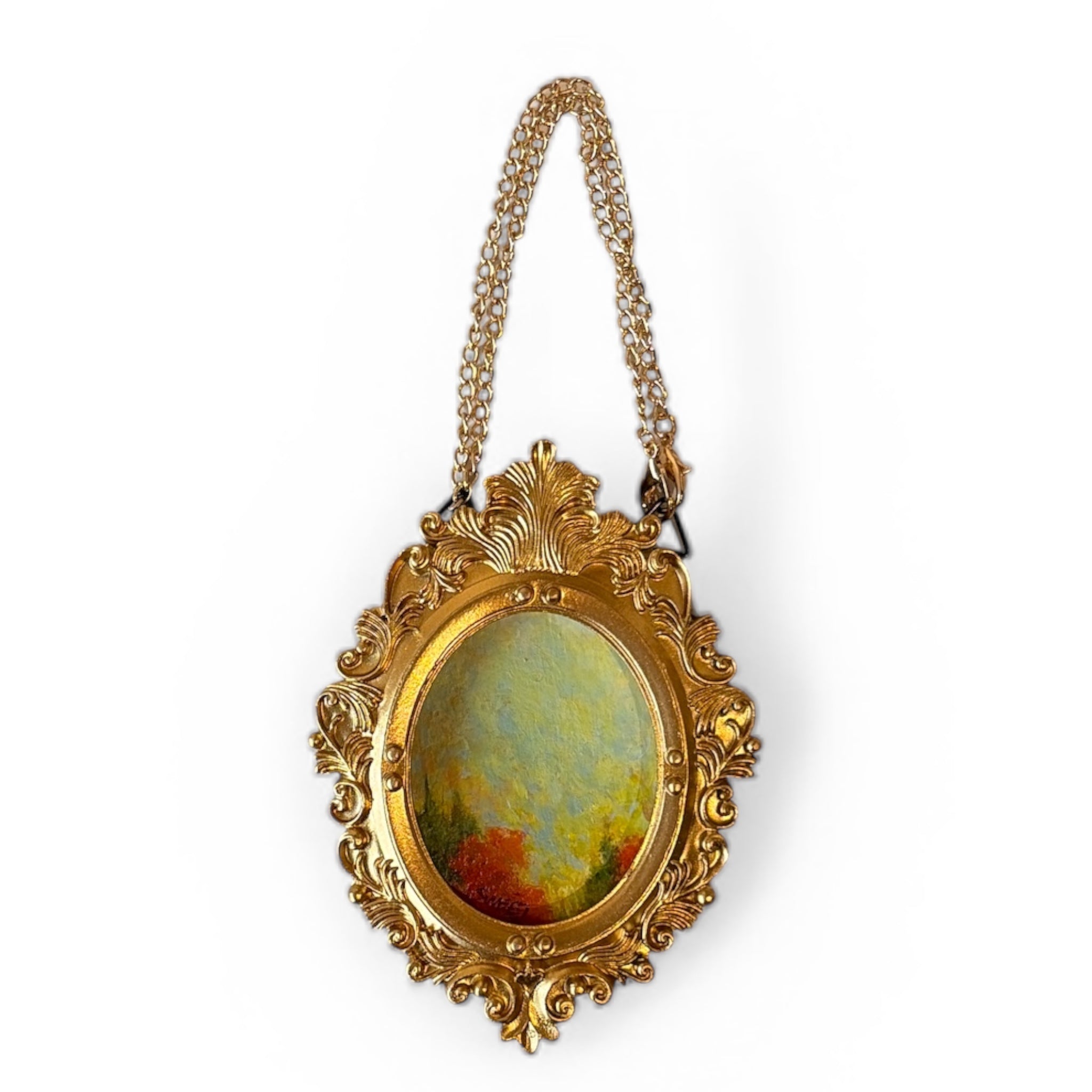 Gilded Vista: Miniature Framed Painting