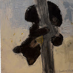 "Honeycomb" Bear Cub Oil Painting w/ Silver Leaf