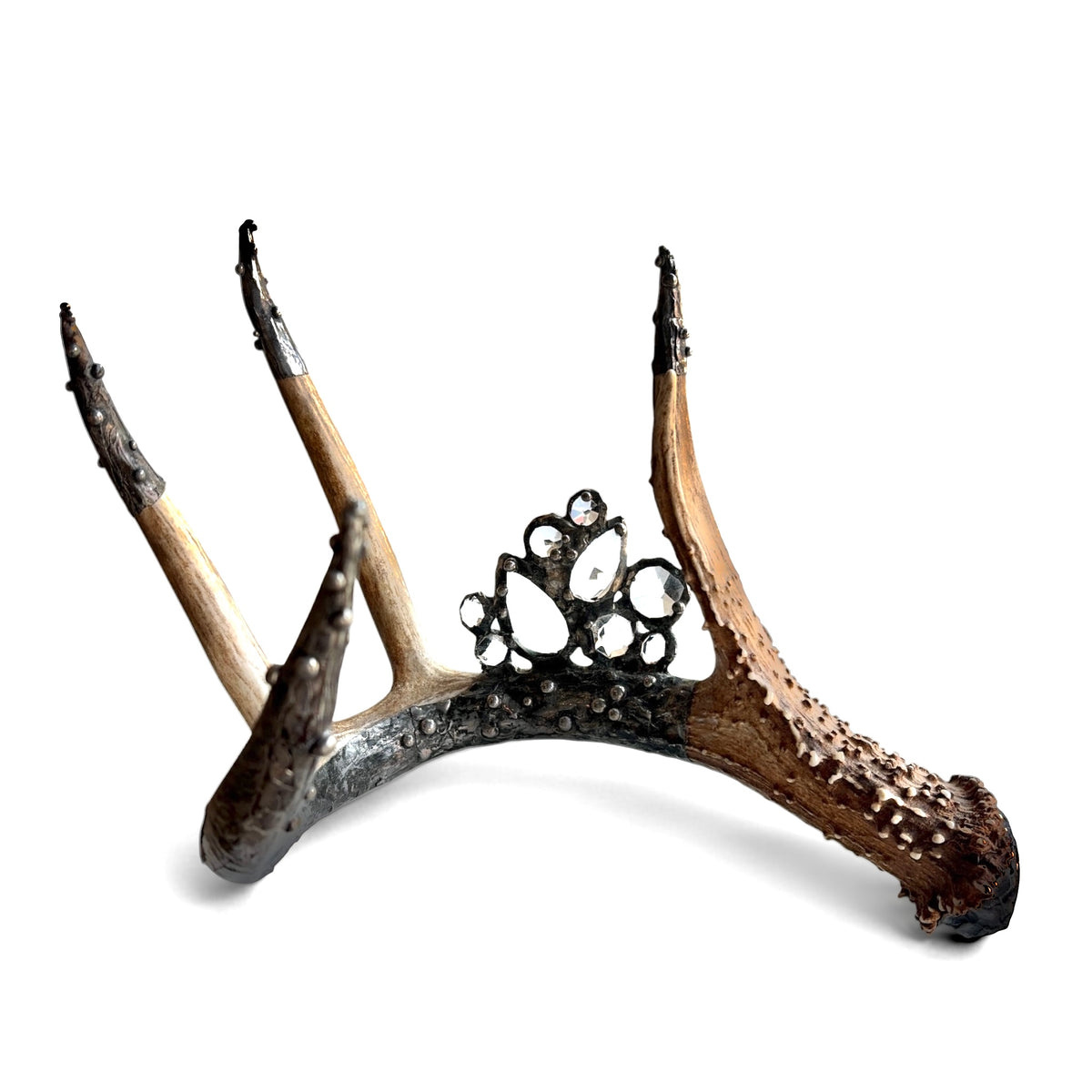 The Crown | Embellished Shed Antler w/ Antique Chandelier Crystals