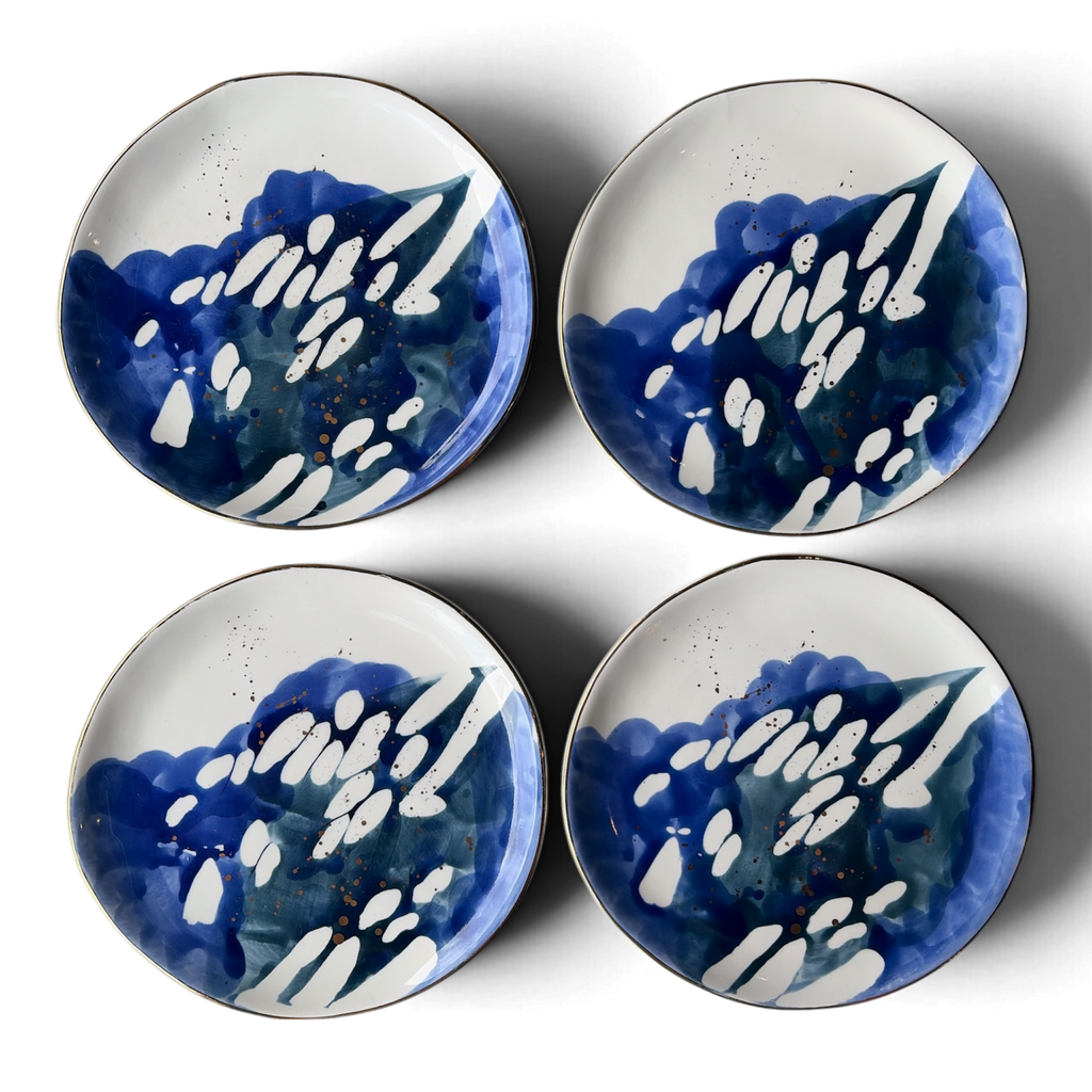 MIMIRA BLUE Hand-Painted Side Plates | Set of 4