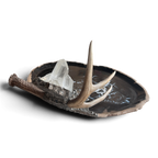 Petrified Wood Relic Tray, Embellished with Shed Antler, Quartz Crystal & Silver