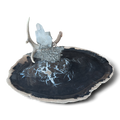 Petrified Wood Relic Tray, Embellished with Shed Antler, Quartz Crystal & Silver