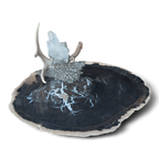 Petrified Wood Relic Tray, Embellished with Shed Antler, Quartz Crystal & Silver
