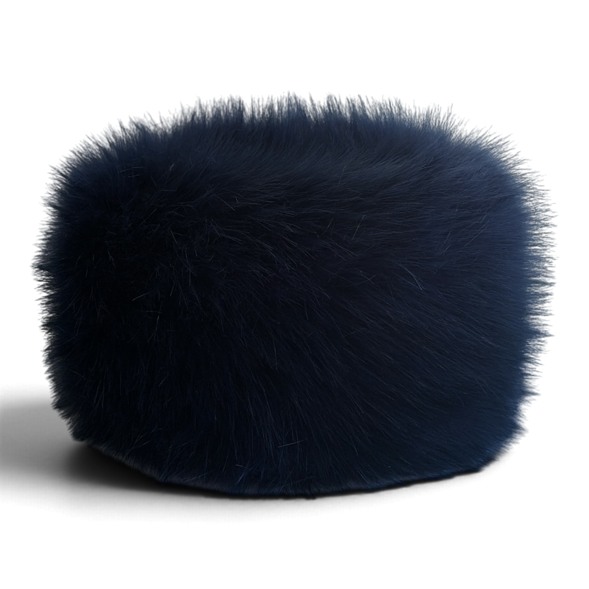 Navy Luxurious Faux Fur Pillbox Hat | Medium