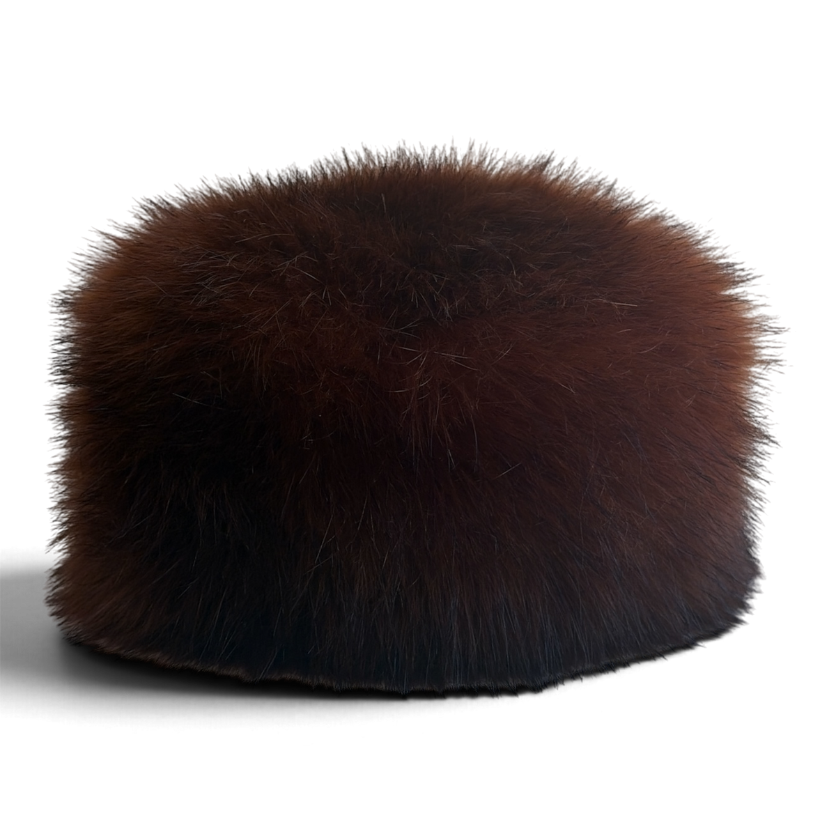 Brown Luxurious Faux Fur Pillbox Hat | Large