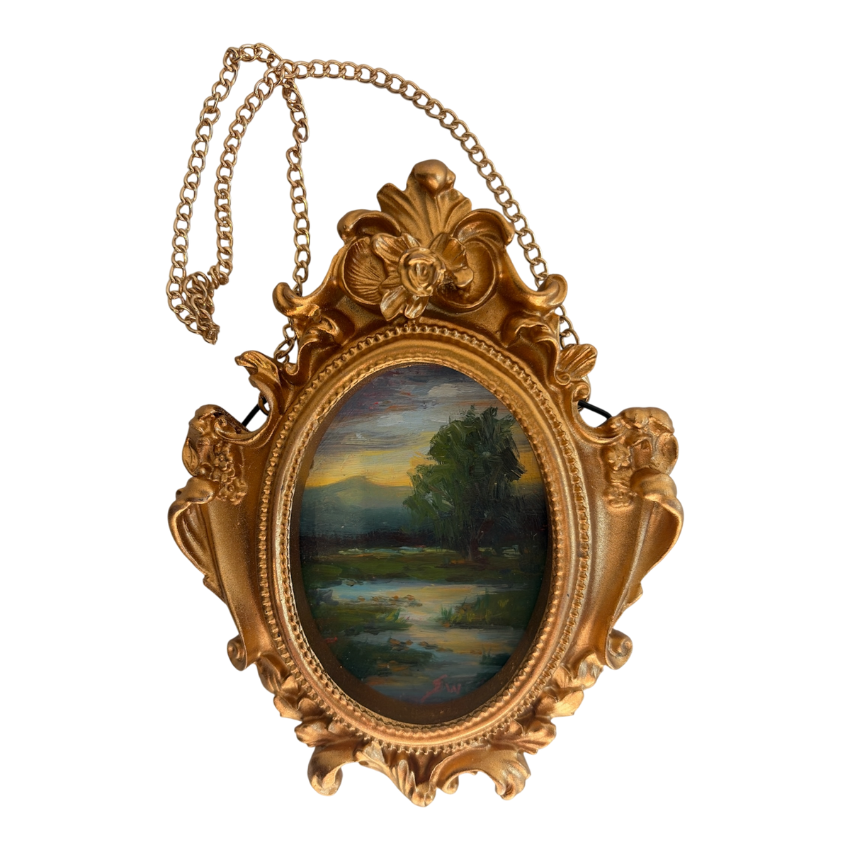 BLUE RIDGE STREAM Miniature Framed Painting