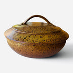 Vintage Studio Pottery Covered Casserole | Speckled Stoneware, Signed
