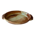 Vintage Studio Pottery Oval Baker with Ribbon Handles, Signed