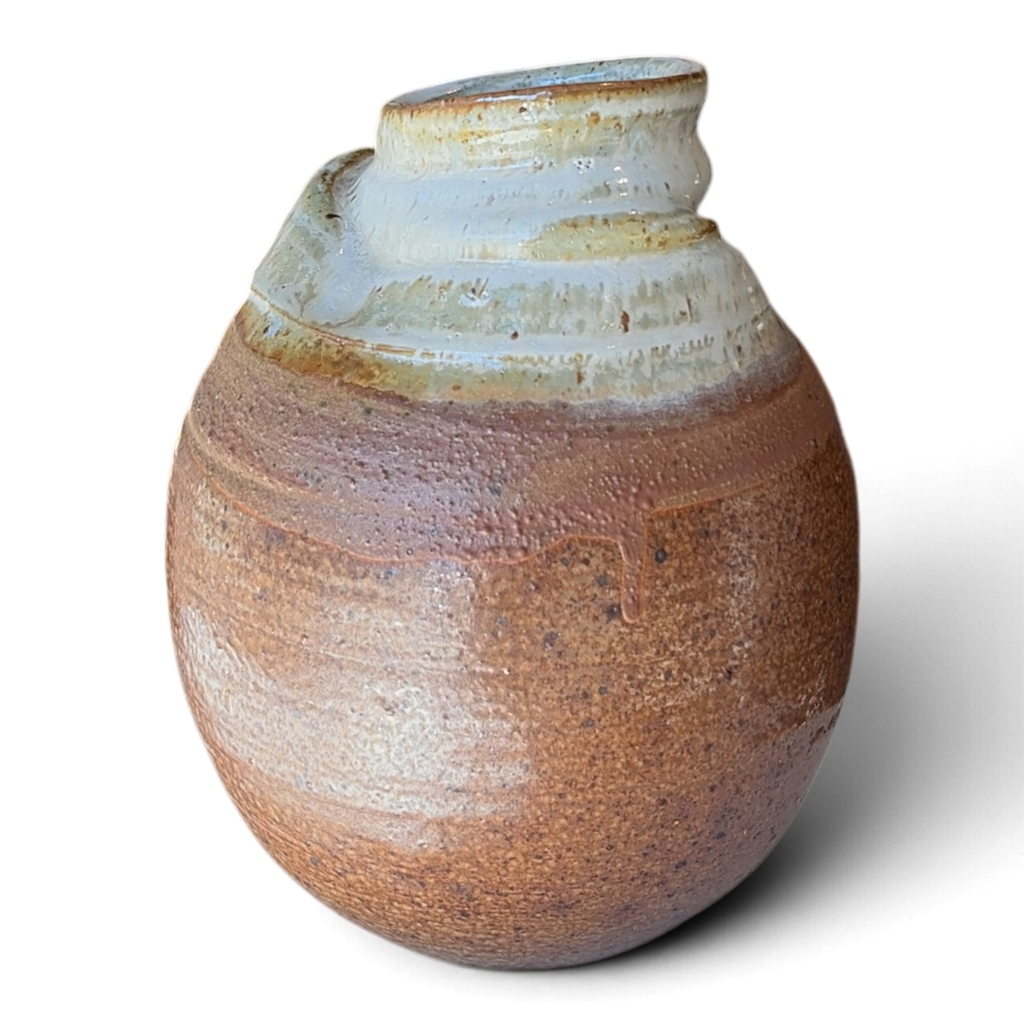 Carol Townsend Wood-Fired Stoneware Vase | Ash Glaze & Earthy Speckle