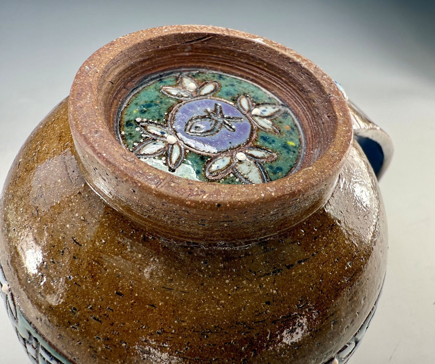 "Checks in Bloom" Stoneware Cappuccino Mug