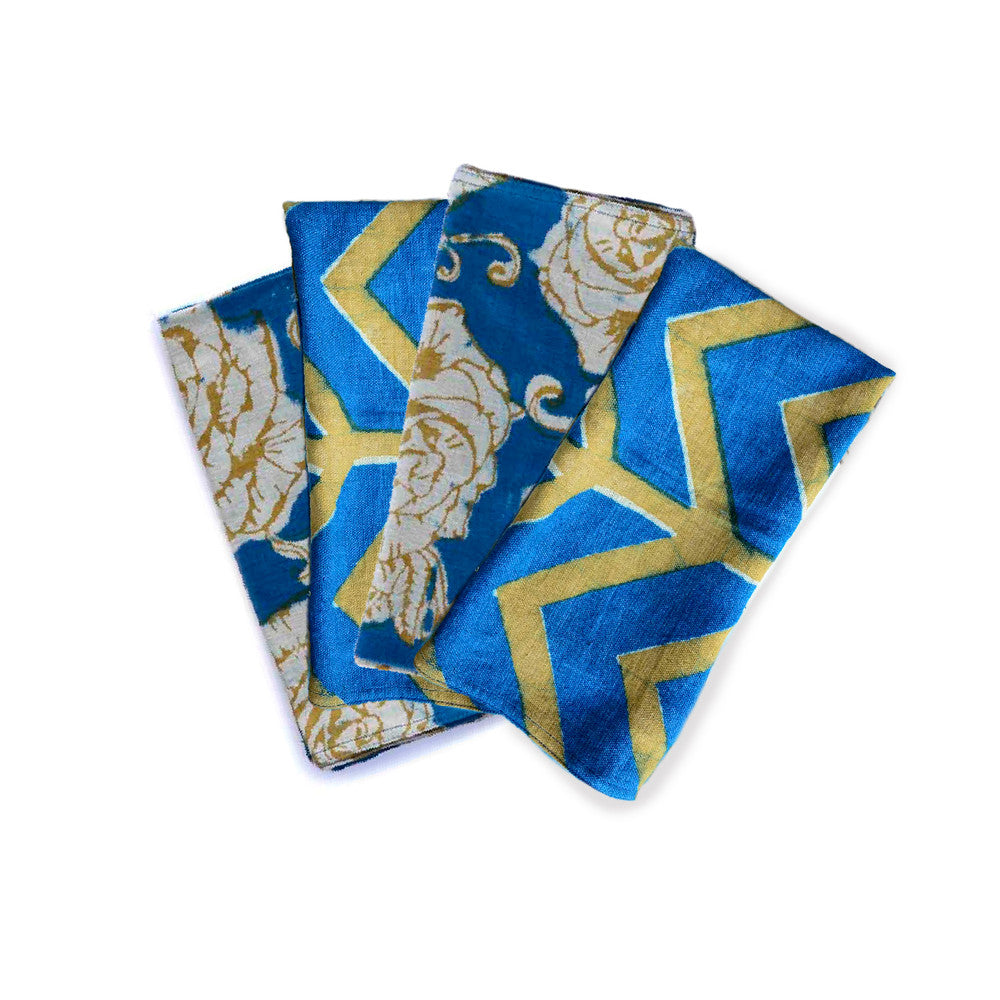 Royal Gold Block Print Napkins | Set of 4