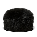 Black Luxurious Faux Fur Pillbox Hat | Medium