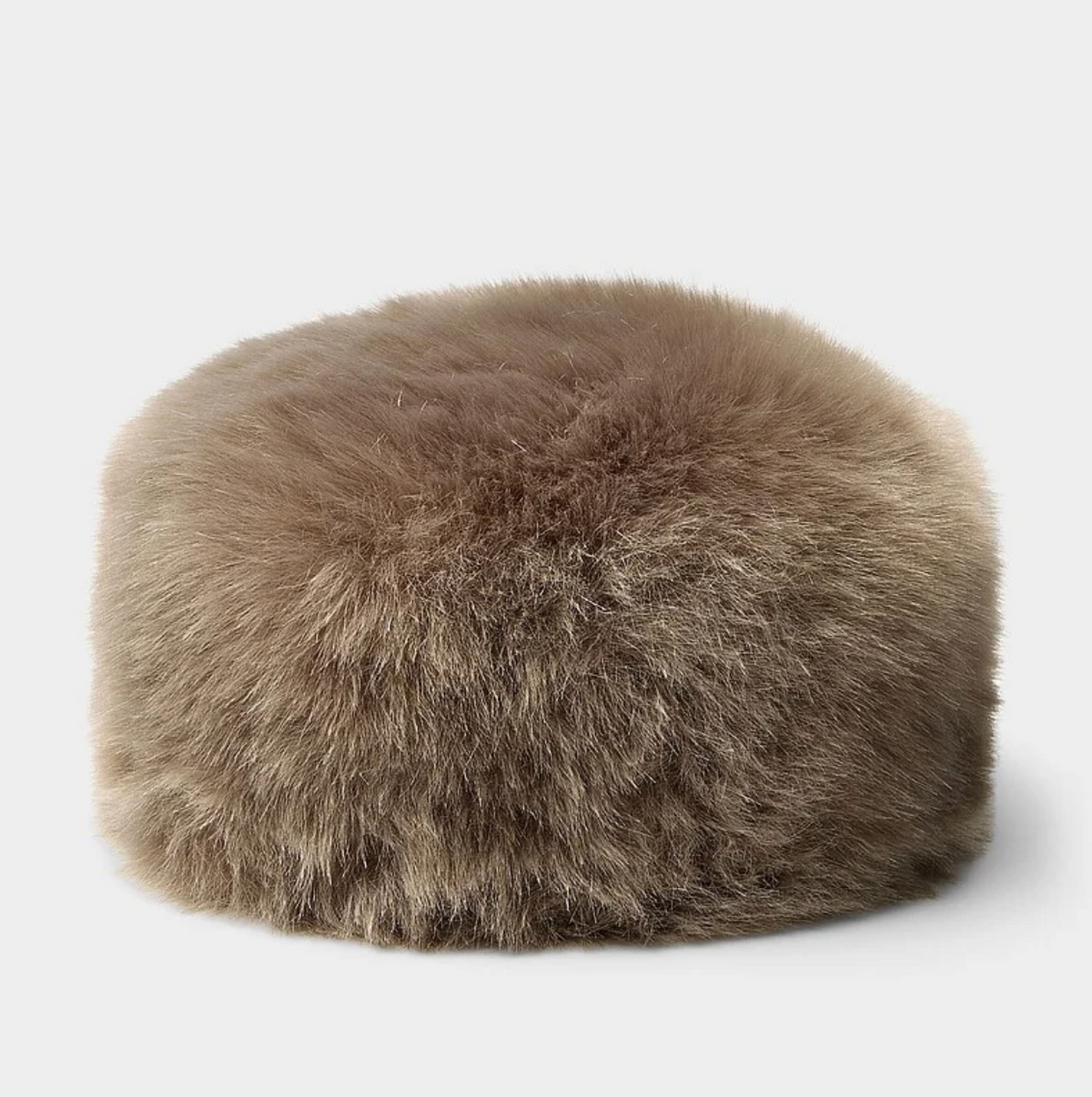 Taupe Luxurious Faux Fur Pillbox Hat | Medium