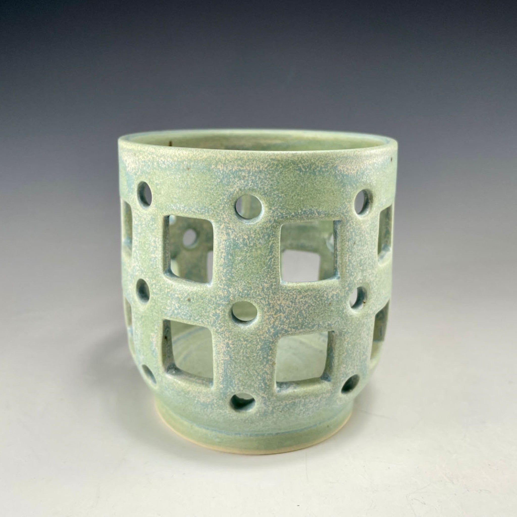 Seafoam Stoneware Votive Candle Holder