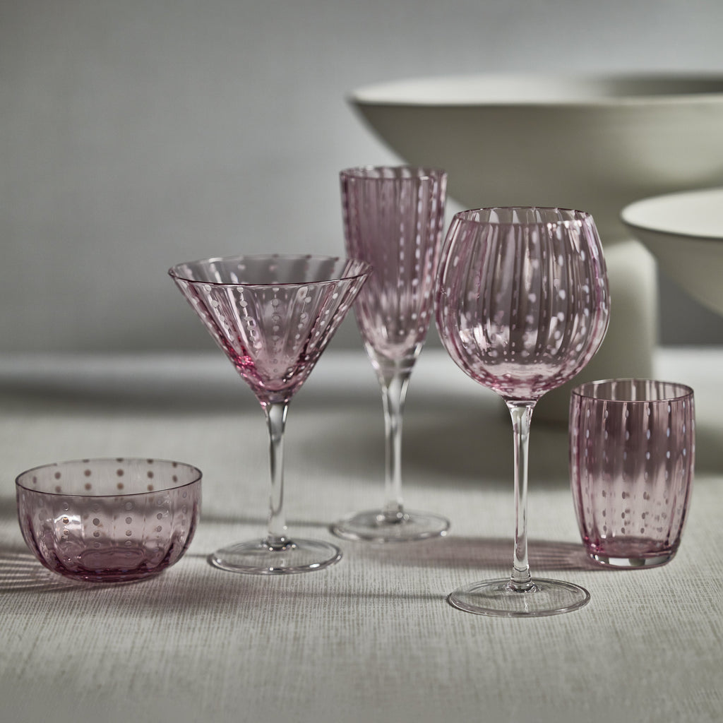 Portofino White Dot Martini Glass | Purple