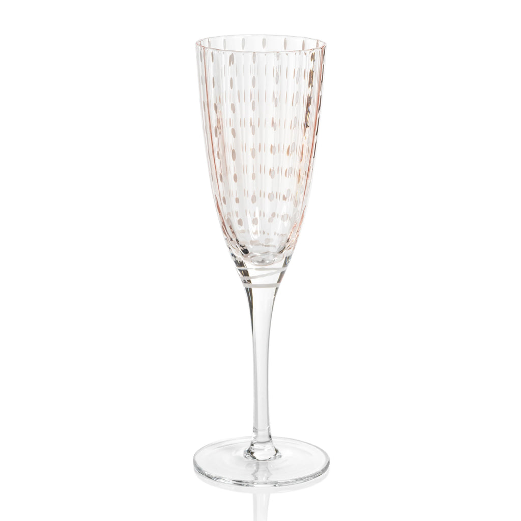 Portofino White Dot Champagne Flute | Pink