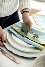 Azure + Olive Linen Napkin