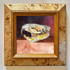 "Beaver Skull, Winter Light" Framed Watercolor on Aquabord