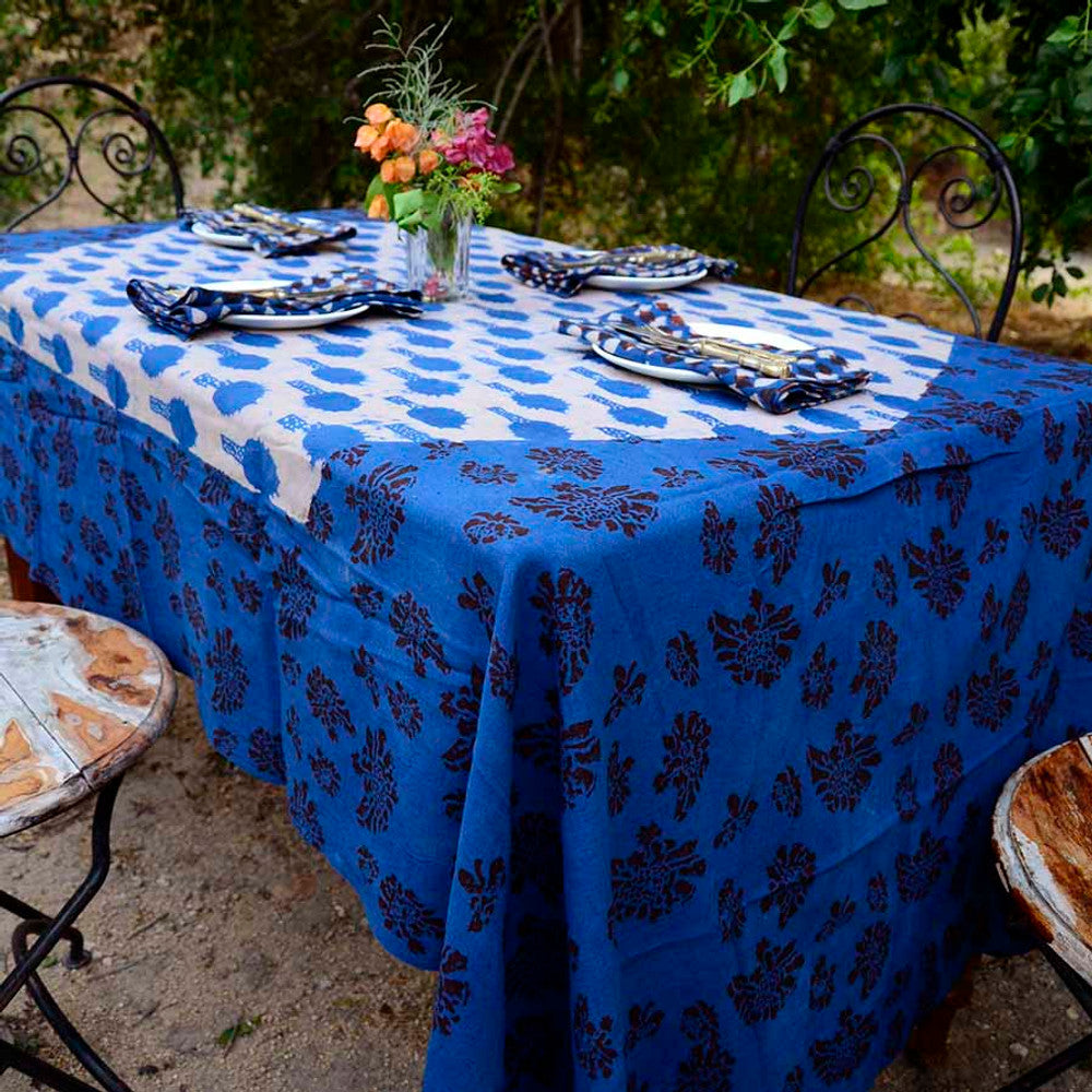 Rani Block Print Tablecloth 56"W x 108"L